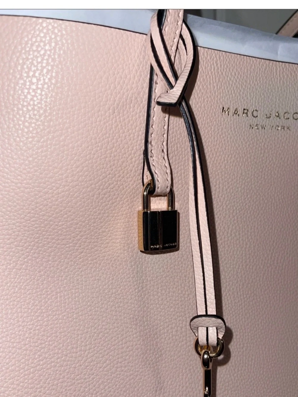 Marc Jacobs Blush Pink Pebbled Leather Tote w/ Pink Whip - NWT